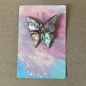 Mother of Pearl and sterling silver Butterfly Brooch from Alpaca Mexico